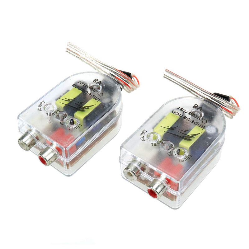 AUTUT 2 Pcs Car High to Low Impedance Converter Audio Signal Adapter Speaker Output to RCA Line Control