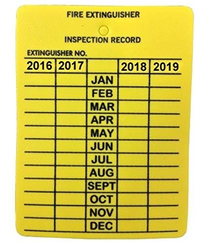 Fire Extinguisher inspection tag yellow 4 year 50 pack