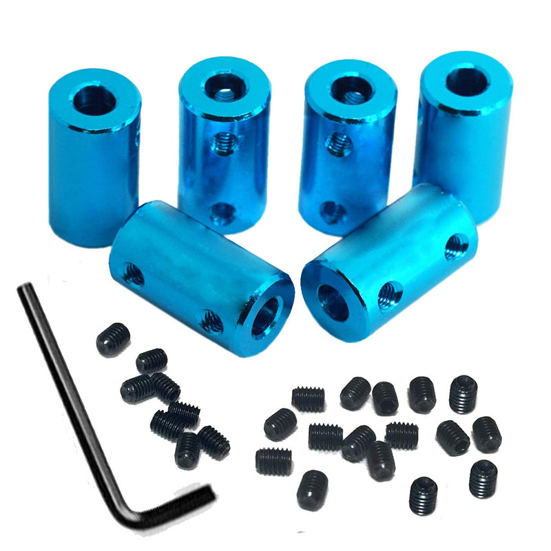 6Pack Treehobby Aluminium Alloy Shaft Coupling Rigid Stepper Motor Wheel Coupler Joint Connector for DIY Car Boat Airplane 3D Printers, 5mm to 5mm