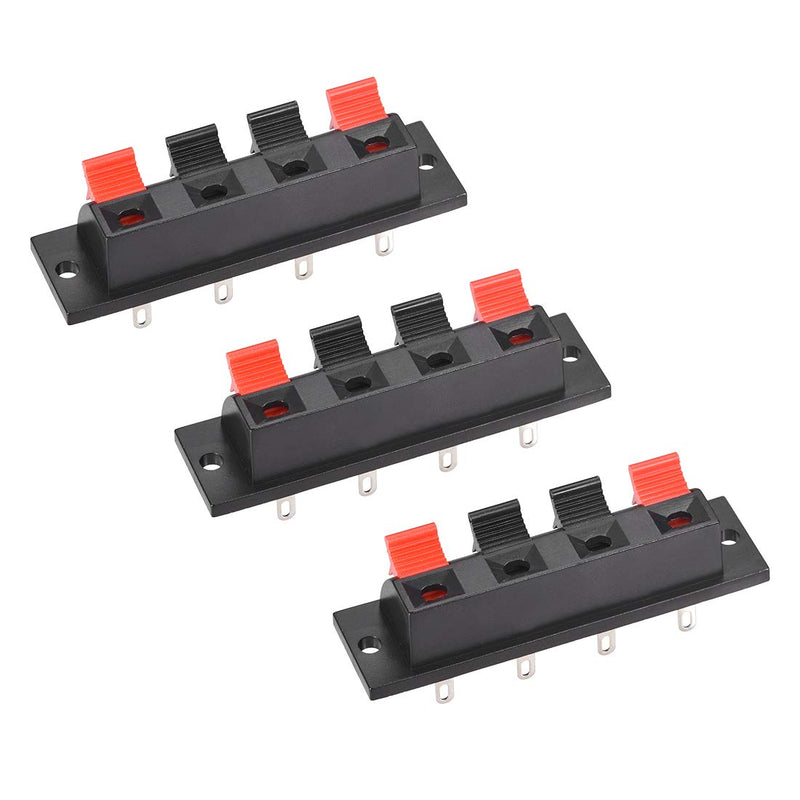uxcell 4 Way Spring Speaker Terminal Clip Push Release Connector Audio Cable Terminals Strip Block WP4-7 3Pcs