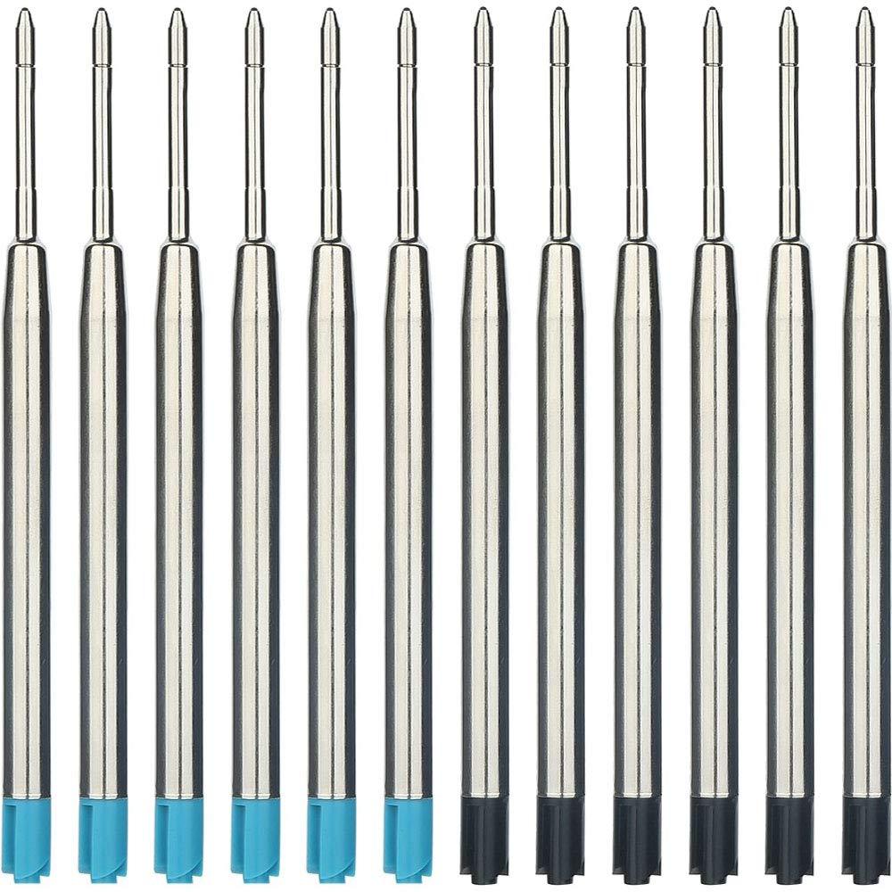 Onwon 30 Pieces Replaceable Ballpoint Pen Refills 1.0mm Medium Point Metal Refill Smooth Writing Ball Point Pen Refills Black & Blue Ink 15 Black & 15 Blue