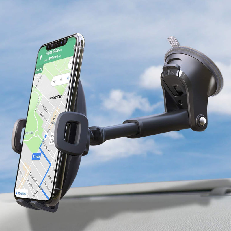 Suction Cup Phone Holder for Windshield/Dashboard/Window, Universal Dashboard & Windshield Sturdy Suction Cup Car Phone Mount with Strong Sticky Gel Pad,Compatible W/ iPhone, Samsung &Other Smartphone