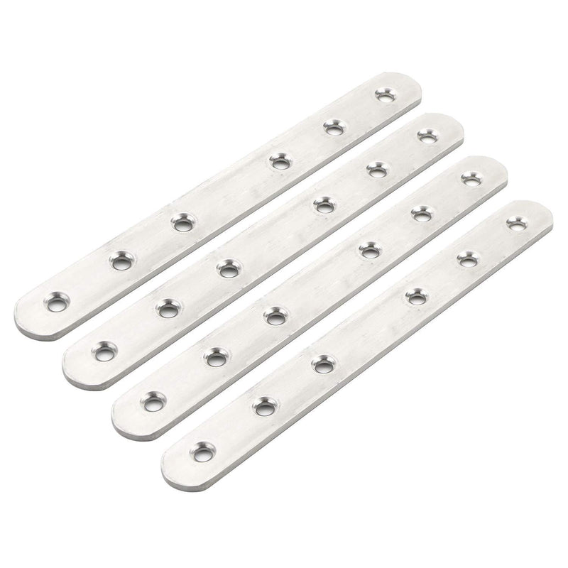 Pxyelec 6.9 inch Flat Straight Corner Brace Brackets, Stainless Steel Flat Mending Repair Plate Bracket Connector, Pack of 4