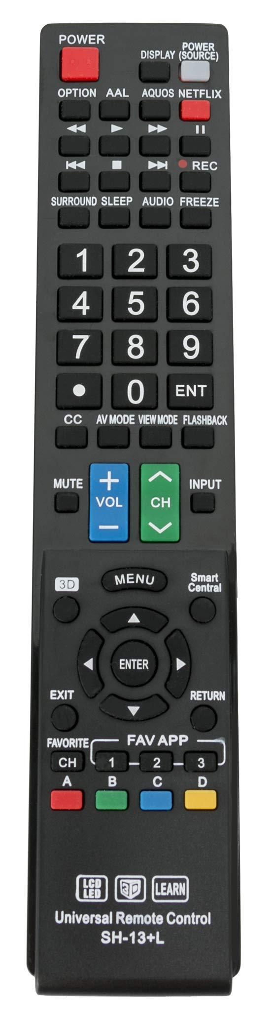 Universal Remote Control Compatible with Sharp TV LED LCD 3D Learn TV GA935WJSA GA806WJSA GA840WJSA GA480WJSB GB005WJSA GJ221-C GJ221-R GB004WJSA GB118WJSA GB004WJSA GB105WJSA