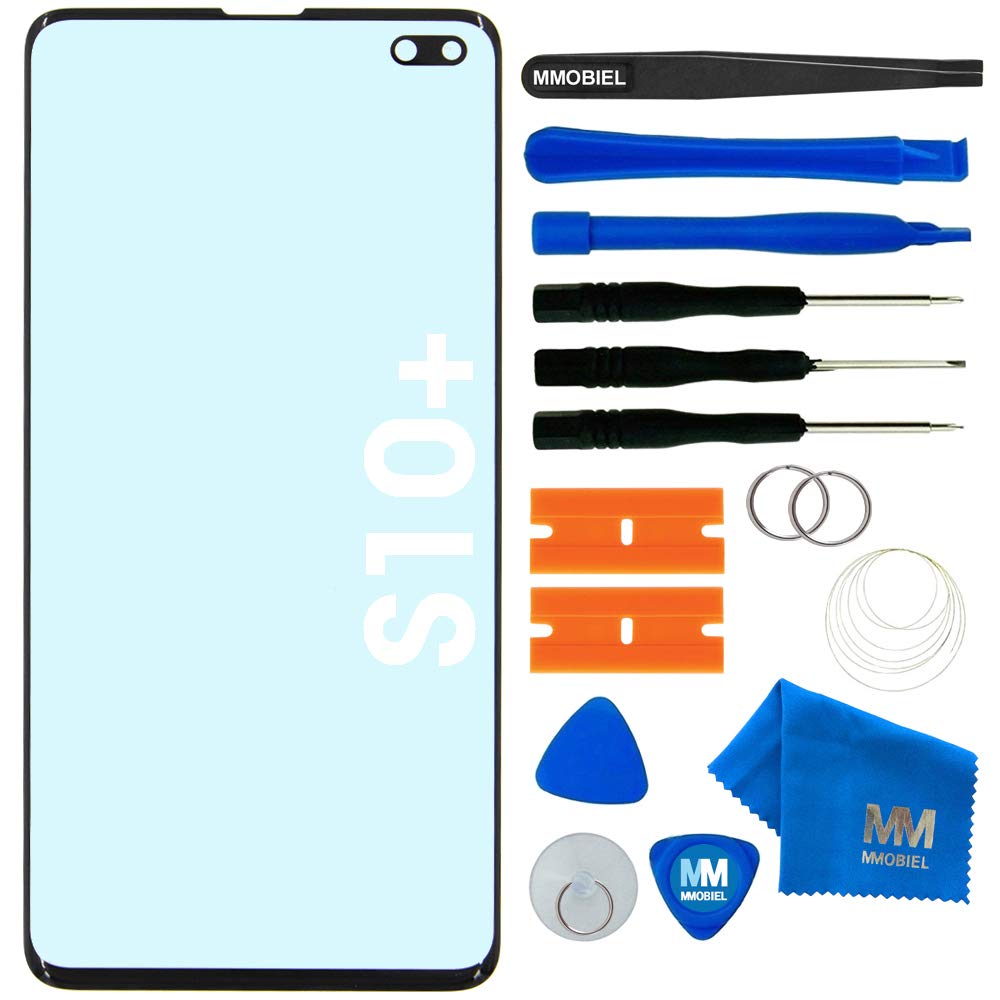 MMOBIEL Front Glass Repair Kit Compatible with Samsung Galaxy S10 Plus - 6.4 inch 2019 - Lens Screen Replacement Repair Kit - Incl. Toolkit - Black