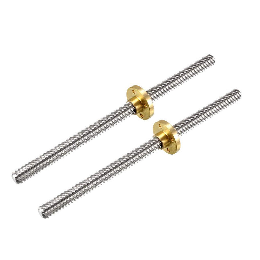 uxcell 150mm Length T8 8mm Dia Lead Screw Rod,8 Lead Stainless Steel Lead Screw Rod with Copper Nut Trapezoidal Thread for 3D Printer Z Axis2pcs