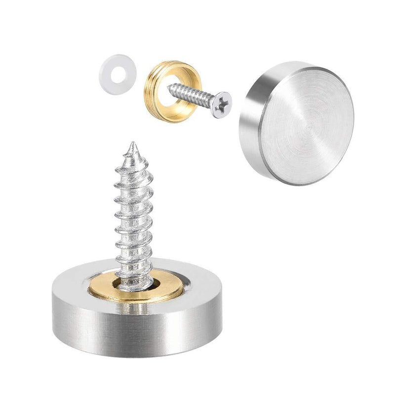 uxcell Mirror Screws Decorative Caps Cover Nails Brushed Stainless Steel 18mm 8pcs