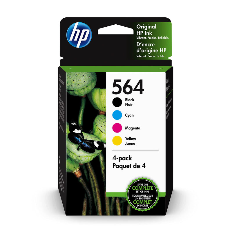 HP 564 | 4 Ink Cartridges | Black Cyan Magenta Yellow | DeskJet 3500 Series Officejet 4600 5500 C6300 6500 7500 Series B8550 D7560 C510 B209 B210 C309 C310 C410 C510 | CB316WN CB318WN CB319WN CB320WN