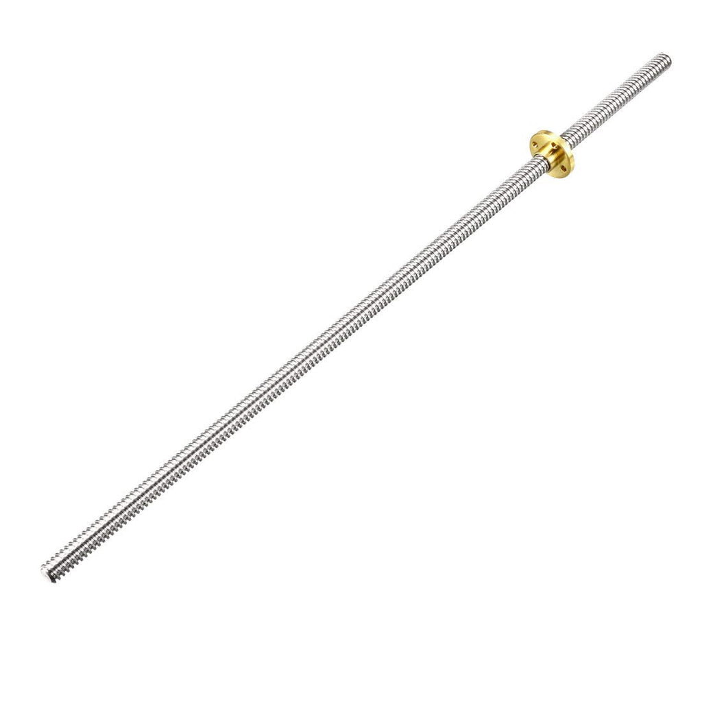 uxcell 350mm Length T8 8mm Dia Lead Screw Rod,2 Lead Stainless Steel Lead Screw Rod with Copper Nut Trapezoidal Thread for 3D Printer Z Axis