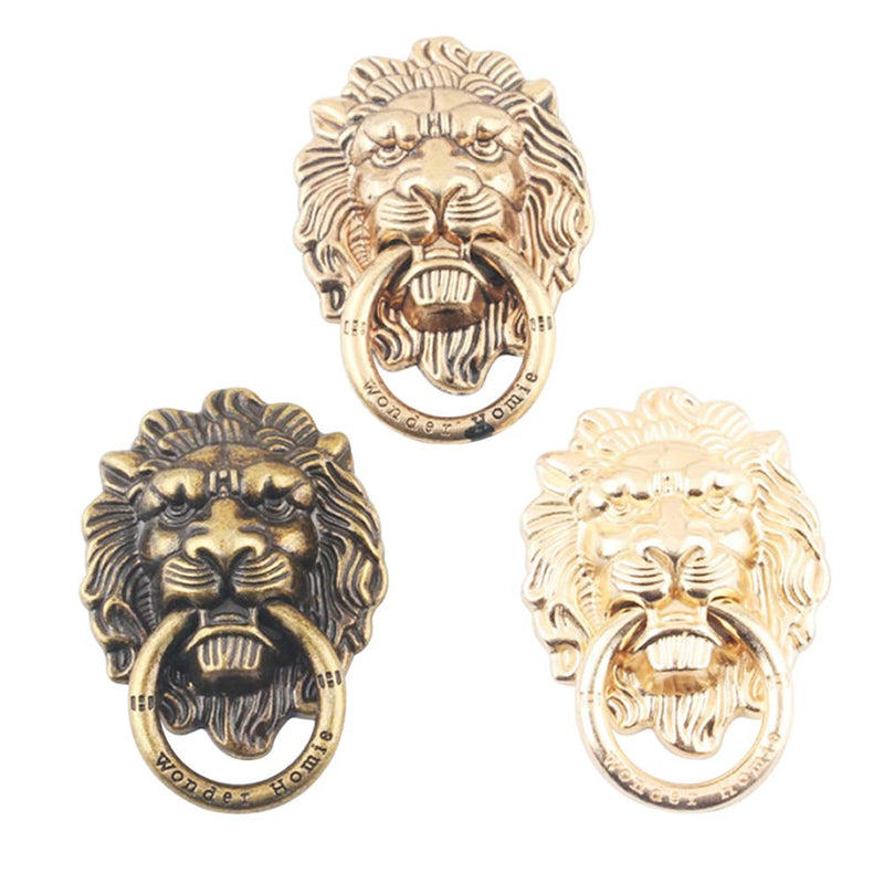 Tvoip 3Pcs Phone Holder Metal Lion Mobile Phone Ring Stand Universal Desktop Bracket Plating Retro Style Lion Head Finger Holder Buckle