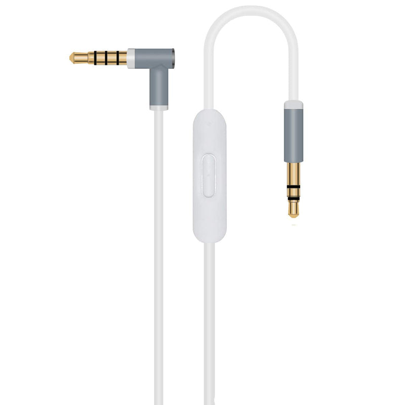 Replacement Audio Cable Cord Wire with in-line Microphone and Control Compatible with Beats Solo Solo 2 Solo 3 Studio Studio 3 Pro Detox Wireless Mixr Executive Pill (White)