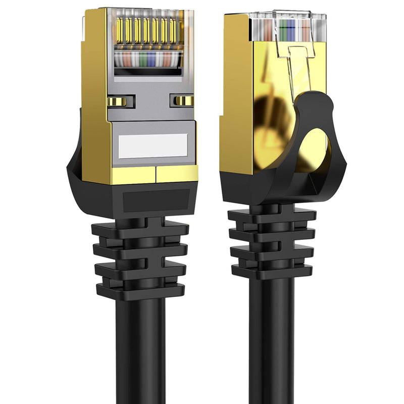 Cat 8 Ethernet Cable 50 ft Shielded, 26AWG Lastest 40Gbps 2000Mhz SFTP Patch Cord, Heavy Duty High Speed Cat8 LAN Network RJ45 Cable- in Wall, Outdoor, Weatherproof Rated for Router, Modem, Gaming Cat8-50ft