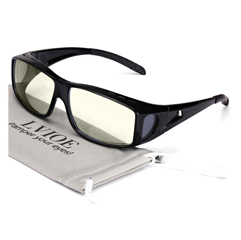 LVIOE Fit Over Blue Light Blocking Glasses and Computer Eyewear- Wear Over Prescription Glasses/ Reading Glasses/ RX Glasses Black Frame Anti Blue Light Glasses