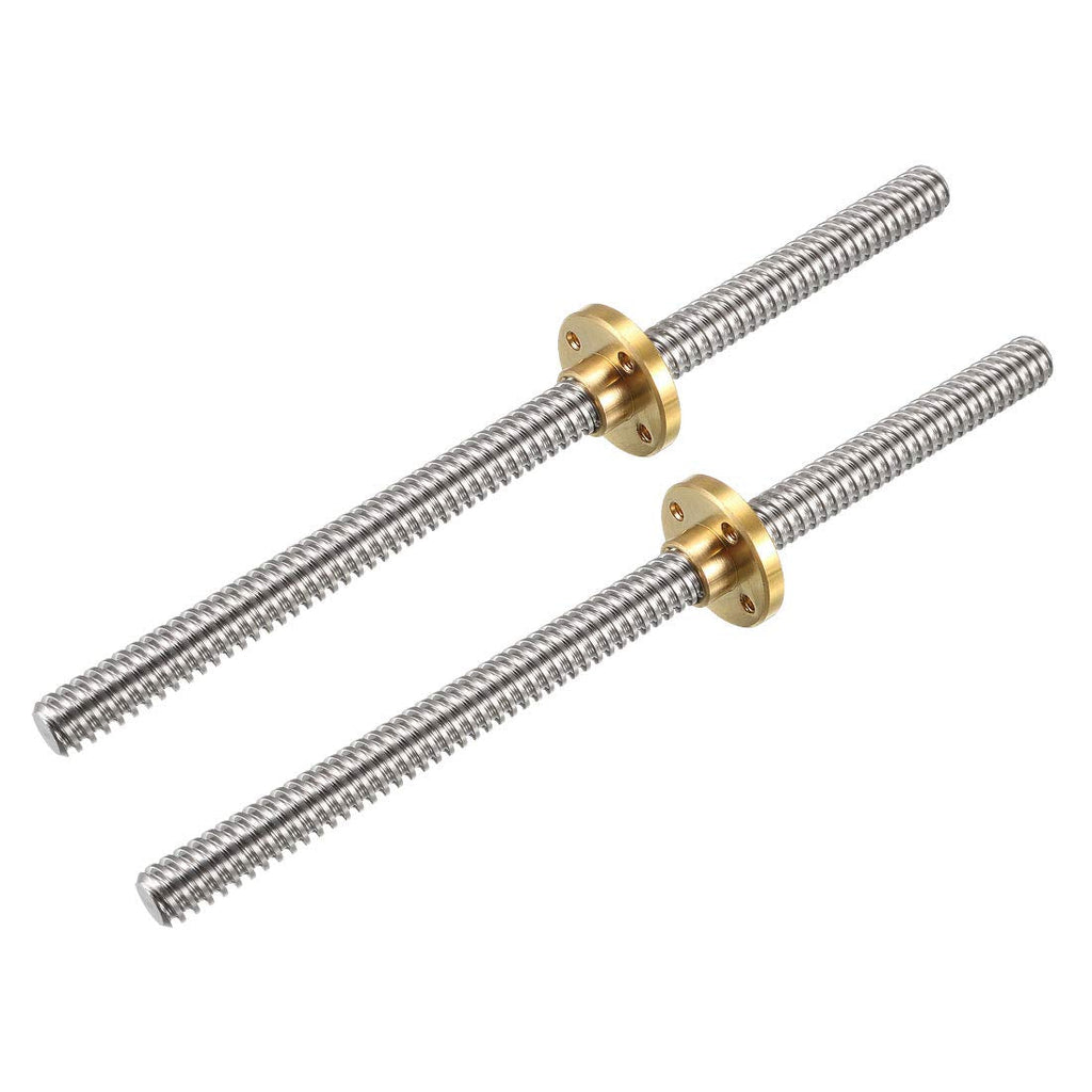 uxcell 150mm Length T8 8mm Dia Lead Screw Rod,4 Lead Stainless Steel Lead Screw Rod with Copper Nut Trapezoidal Thread for 3D Printer Z Axis2pcs