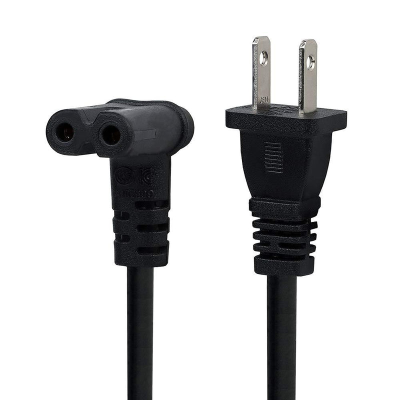 TV Power Cord 12FT US 2 Prong to IEC 320 C7(Figure 8) Right Angle-Down Angle AC Power Cord,Upward Downward Angled Figure 8 (C7) Replacement Cord for LED LCD TV Monitor Apple TV, Sony PS4, PS3 Slim