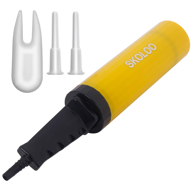 SKOLOO Hand Air Pump for Exercise Balls: Yoga Ball, Horse Hopper, Unicorn Bouncer, Balloon, Gym Ball, Inflatable Bouncing Horse, Inflatable Swimming Pools, Two-Way Hand Pump Yellow