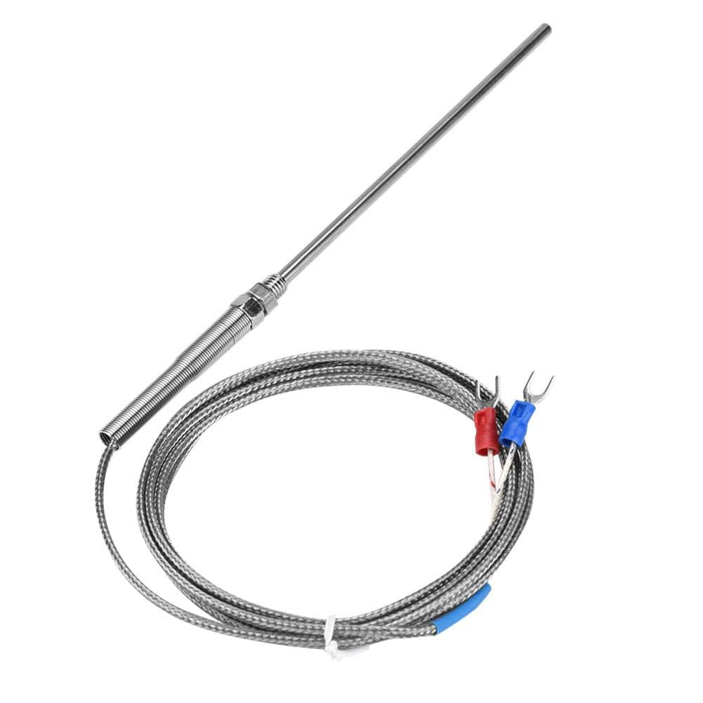 Type K Thermocouple, 5 Sizes 0-400℃ 150mm M8 Stainless Steel Probe K Type Sensor High Temperature Thermocouple(2M)