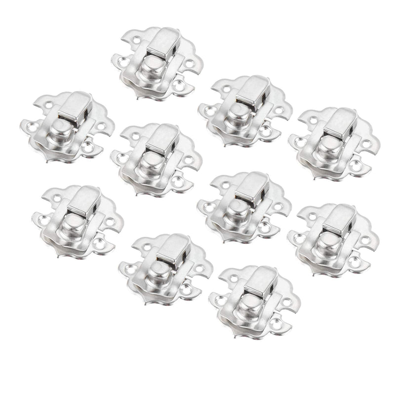 Decorative Hasp Latch, Yetaha 10PCS Iron Cabinet Hasp for Jewelry Wooden Box Case Drawer Hasp Latch Buckle, with 40 Mounting Screws (Silver) Silver