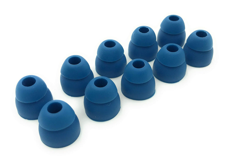 5 Pairs of Double Flange Replacement Earbud Tips fit Powerbeats, LG, Symphonized, iFrogz, Mpow, Skullcandy, Panasonic Headphones (Dark Blue) Dark Blue