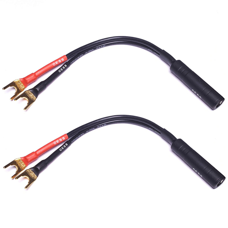 CESS-002L Barrier Spade Fork to 1/4 Inch TS Speaker Cable Adapter (Large Spade) Large Spade