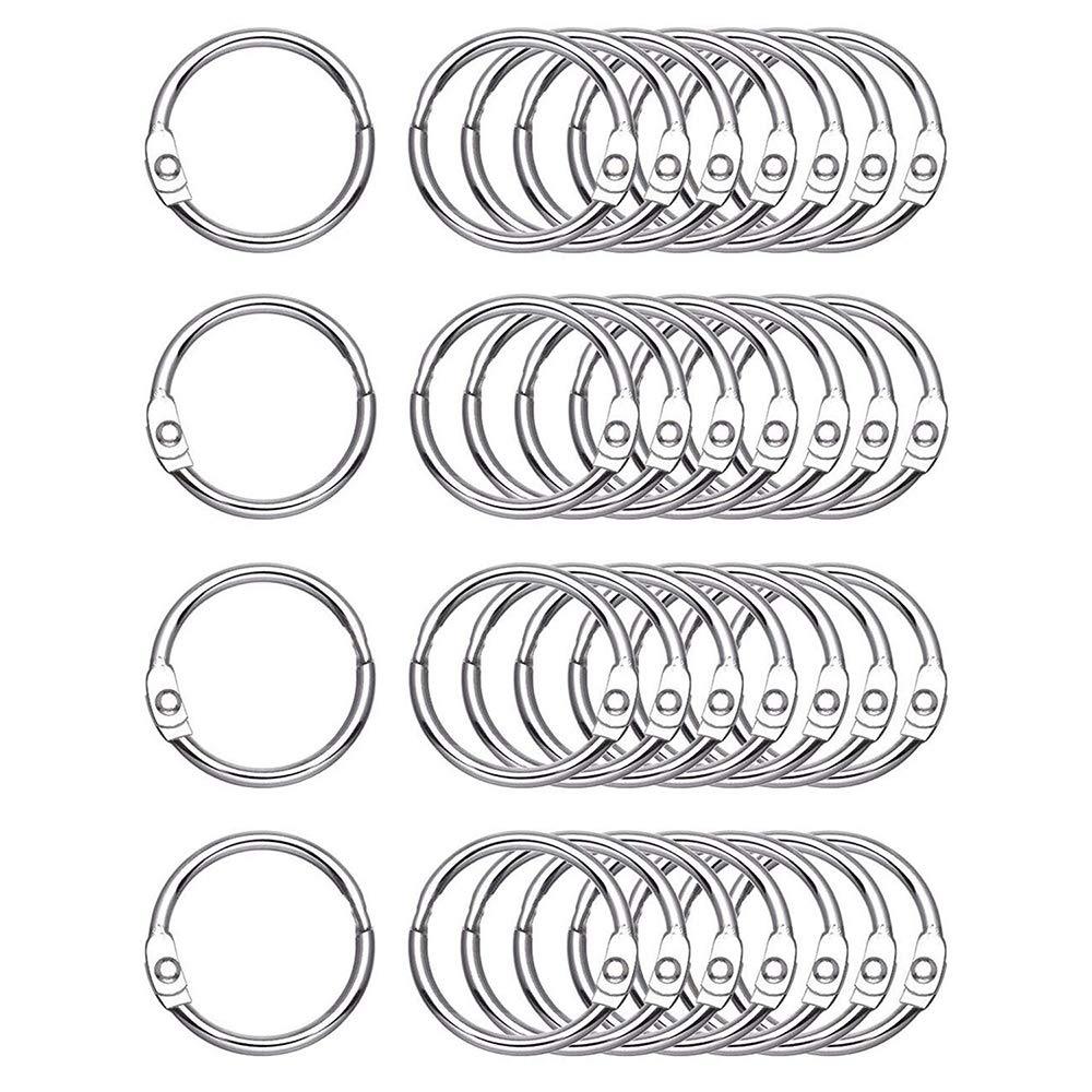 Antner 100 PCS Loose Leaf Binder Rings 1.2 Inch Nickel Plated Book Rings Key Rings Key Chains for Home School Office