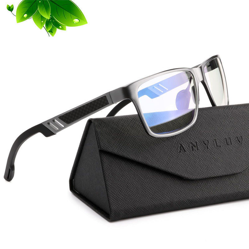 Blue Light Blocking Glasses for men women Classic Rectangle Blue Light Glasses Lightweight Eyeglasses Frame 02-gunmetal