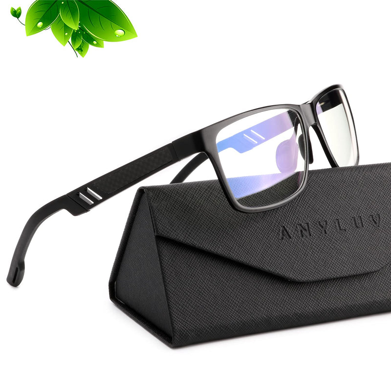 Blue Light Blocking Glasses for men women Classic Rectangle Blue Light Glasses Lightweight Eyeglasses Frame 01-black