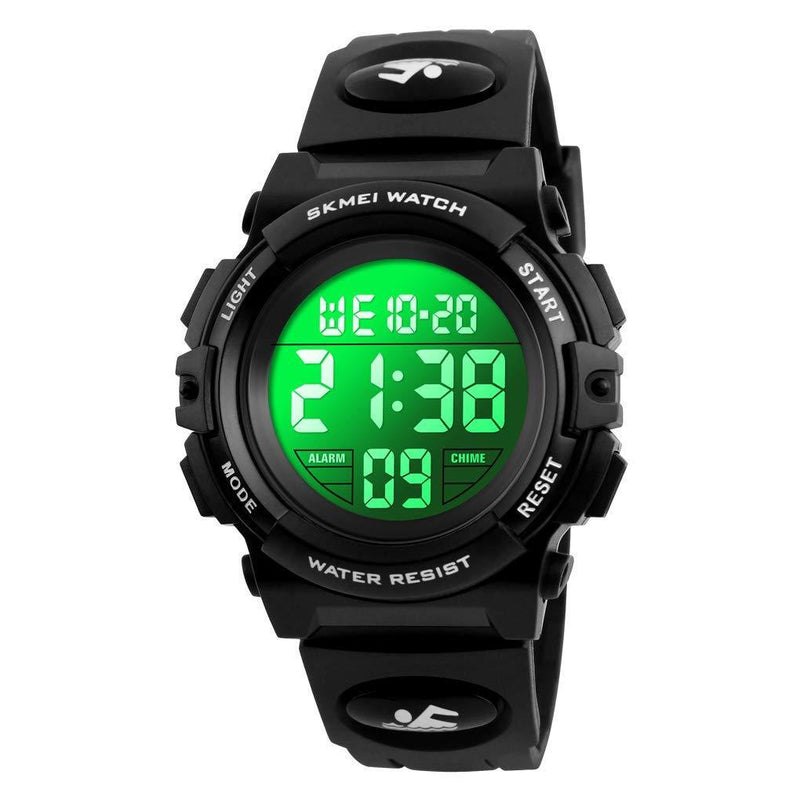 Boys Watch Digital Sports Waterproof Electronic Childrens Kids Watches Alarm Clock 12/24 H Stopwatch Calendar Boy Girl Wristwatch All Black