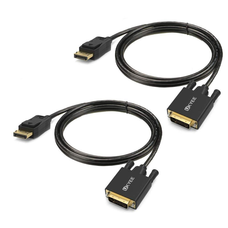 Displayport to DVI Cable 6 Feet 2-Pack, UKYEE Display Port(DP) to DVI-d Male to Male Adapter Cable Compatible with PC, Laptop, HDTV, Projector, Monitor, More- Gold-Plated