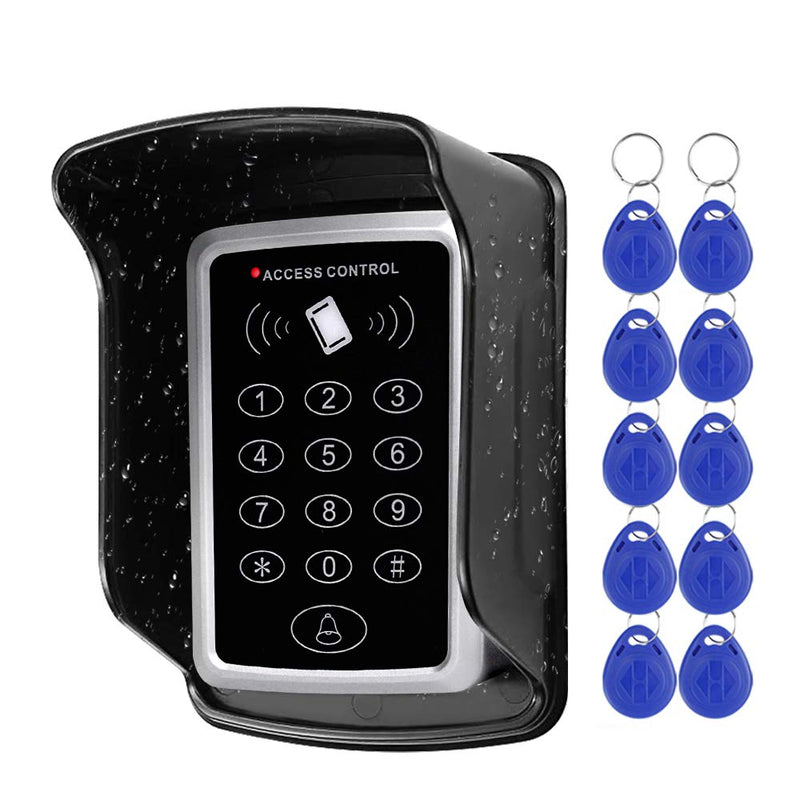 HFeng Standalone Access Control Keypad RFID Keyboard Waterproof Cover for Door Locks Access Control System + 10pcs Keychains