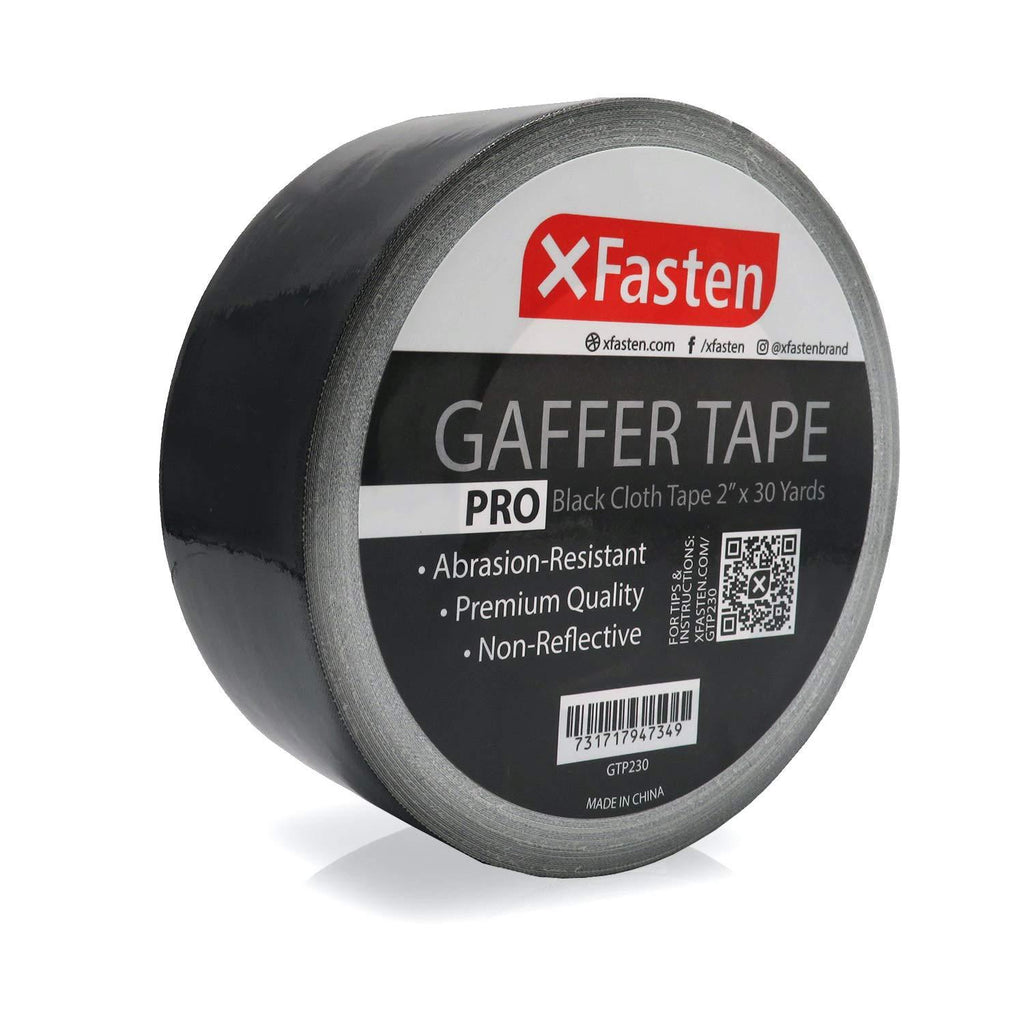 XFasten Gaffer Tape Pro, Black, 2-Inches X 30 Yards- Premium Grade Matte Black Gaff Main Stage Tape for Photographers, Interior Designers and Professionals