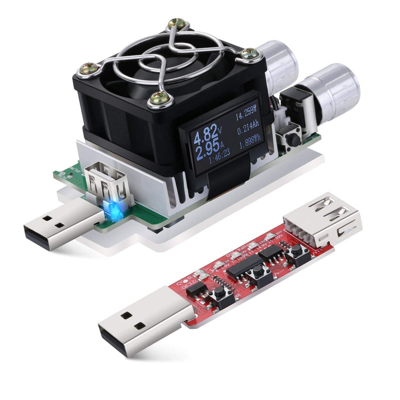USB Power Meter, Eversame 35W Adjustable Constant Current Electronic USB Load Tester Power Discharge Resistor With QC2.0/3.0 Trigger–For Testing Chargers And Cables/The Capacity of Power Bank