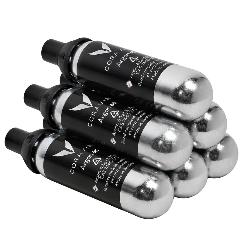 Coravin Pure Capsules - Pack of 6 - Patented Argon Gas Cartridges for Coravin Wine Bottle Opener, Needle Pourer, or Coravin Pivot 6-Pack