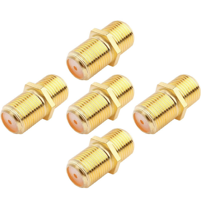 SAISN Coaxial Cable Connector F-Type RG6 Cable Extension Adapter (Pack of 5) 5 Pack