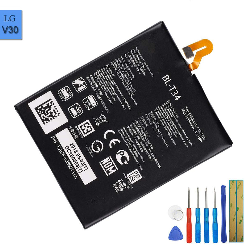 Li-Polymer Replacement Battery BL-T34 Compatible with LG V30 H930 H933 H932 LS998 H931 US998 VS996 with Tool
