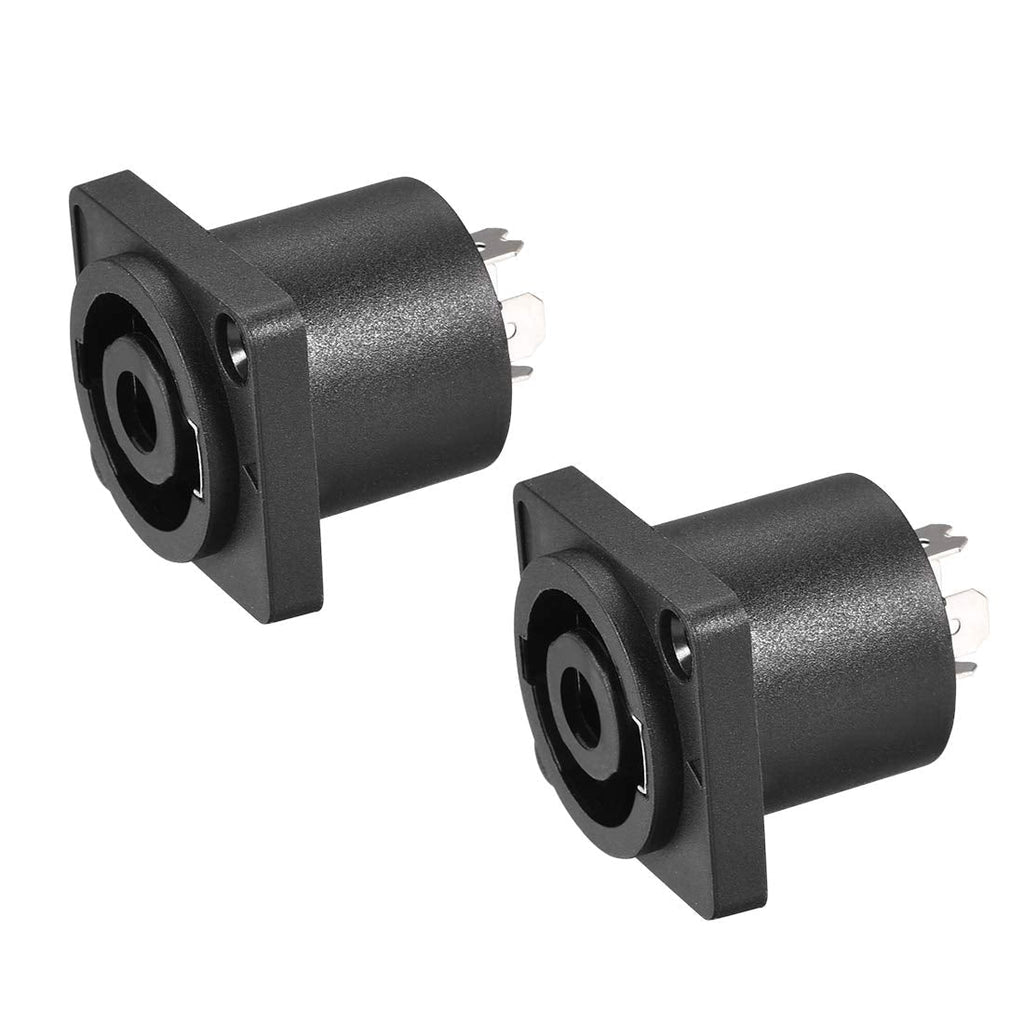 uxcell 4-Pole Speaker Panel Mount Connector,Audio Speaker Jack Twist Lock,Speaker Jack Plate with Metal Insert,2Pcs