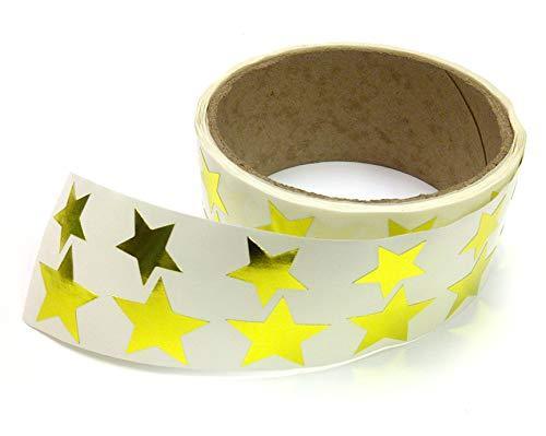 Metallic Foil Star Stickers, Assorted Sizes, ¾” and 1” - 450 Labels per Roll with perf on roll After Every 10 Labels (Gold) Gold