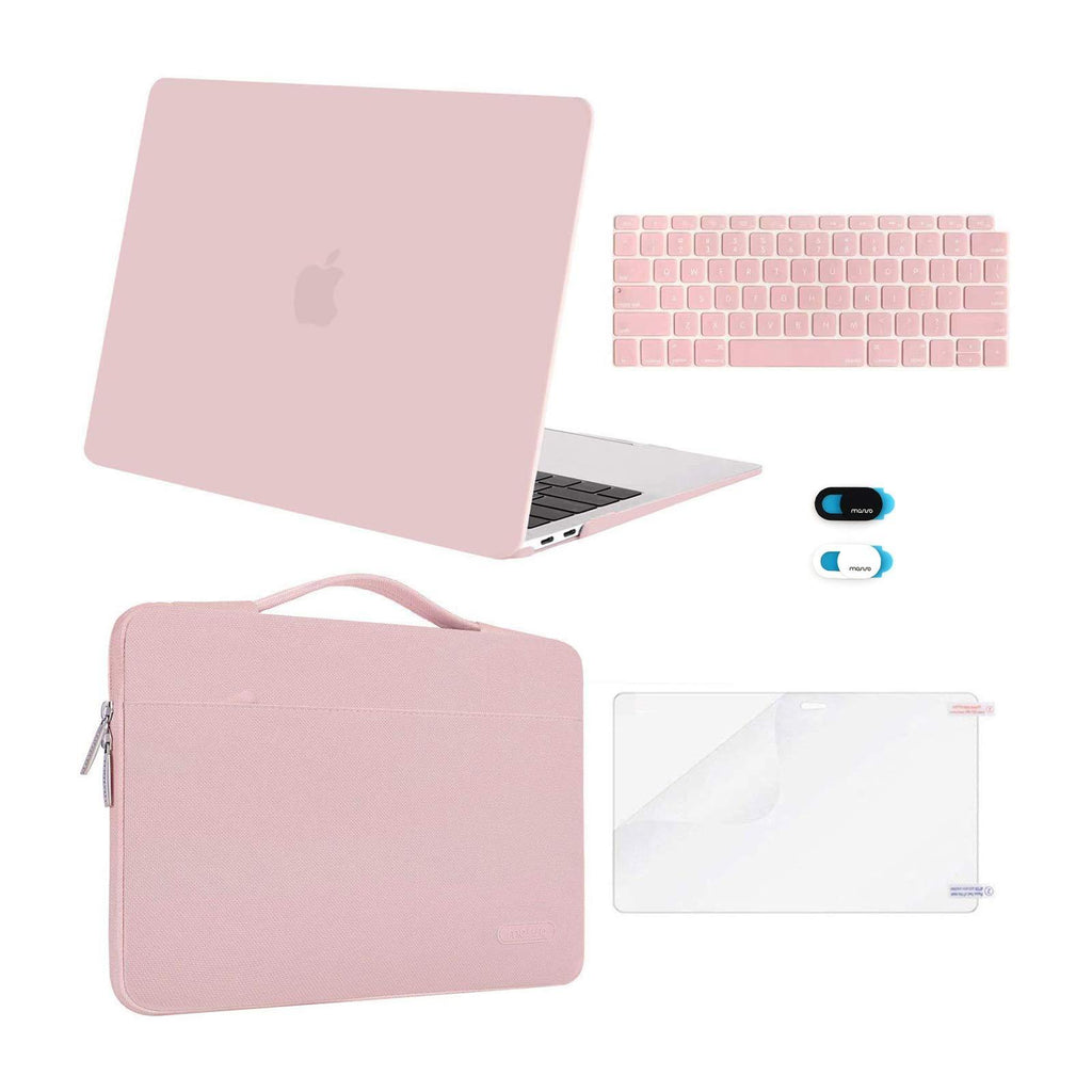 MOSISO Compatible with MacBook Air 13 inch Case 2020 2019 2018 Release A2337 M1 A2179 A1932 Retina Display Touch ID, Plastic Hard Shell&Bag&Keyboard Cover&Webcam Cover&Screen Protector, Rose Quartz