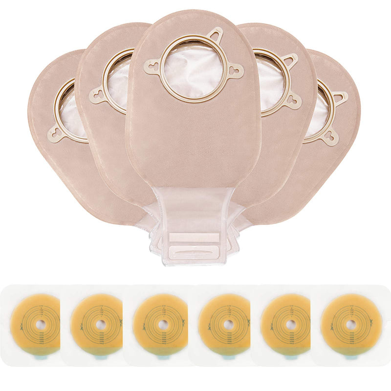 Carbou 21 PCS Ostomy Supplies Colostomy Bags Two Piece Drainable Pouches with Closure 12", Ileostomy Stoma Care,Cut-to-Fit(15pcs Bags+6pcs Barrier) Two Piece Closure