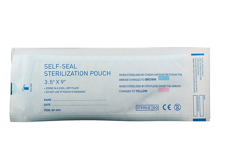 Sterilization Pouches 3.5”x9” Self-Sealing Autoclave Bags with Indicators for Professional Surgical Instrument Cleaning by P&P MEDICAL SURGICAL Box of 200