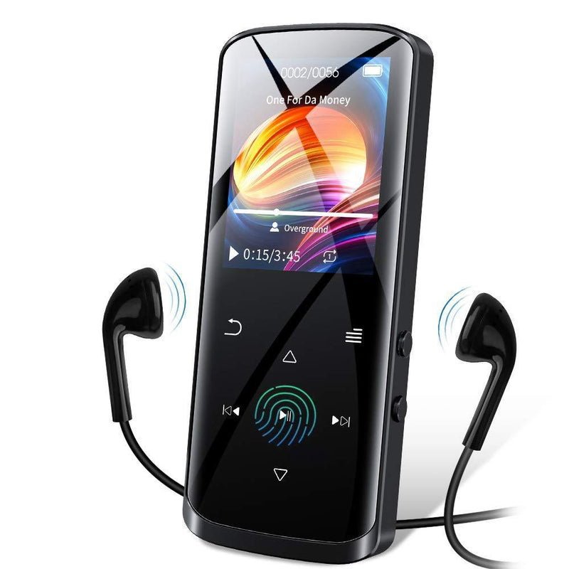 RUIZU Mp3 Player, Upgraded Bluetooth 5.0 Mp3 Player, 8GB Portable HiFi Lossless Sound Music Player with Speaker, FM Radio, Voice Recorder, E-Book, Video Player, Pedometer, Support up to 128GB(Black) Black 8GB