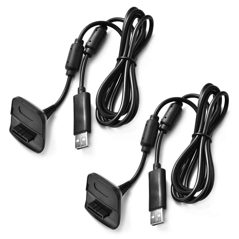Xbox 360 Charging Cable for Xbox 360 Wireless Game Controllers,2 Pack Black