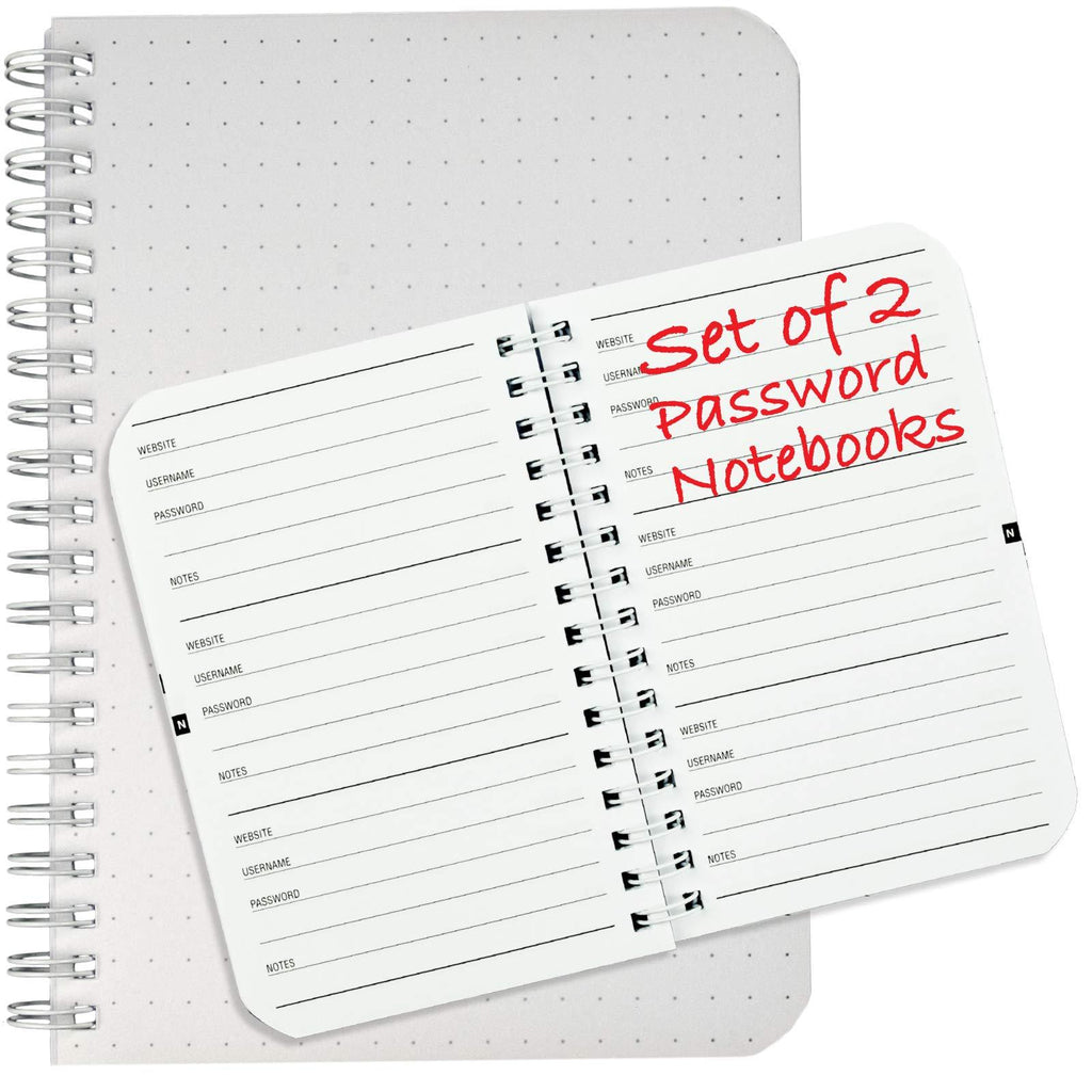 Password Book with Alphabetical Tabs: Spiral Bound Keeper for Internet Login. Organizer Journal Includes Website Address, Username, & Password Pages. Set of 2 books (5"x7" and 3.5"x5.25")