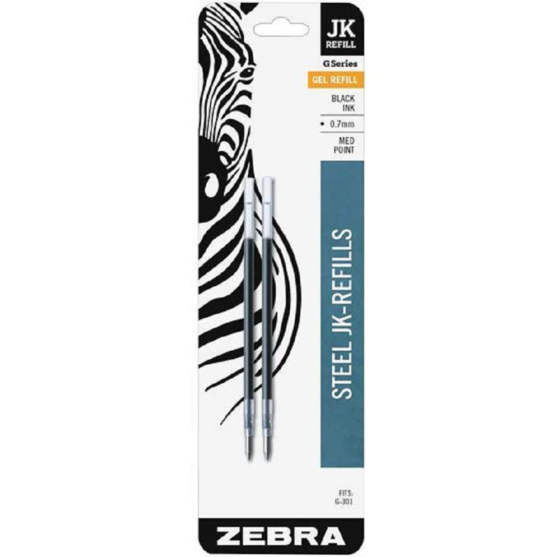 Zebra G-301 Stainless Steel Pen JK-Refill, Fine Point, 0.7mm, Black Ink, 2-Count, Pack of 5 (Total 10 refills)