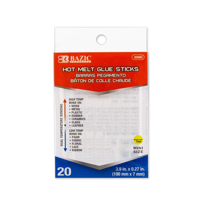 BAZIC Hot Melt Glue Sticks Dual Temp Mini 3.9" x 0.27", All Purpose Industrial Glue Stick, Quick Repair Home Improvement Crafts (20/Pack), 1-Pack 20-count 1 Unit