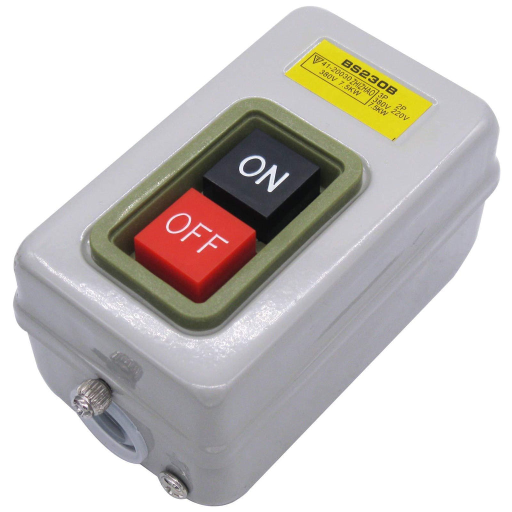 mxuteuk Push Button Switch On/Off Start Stop Self Lock Mechanical Equipment Control Station 10A AC 220V /380V BS230B