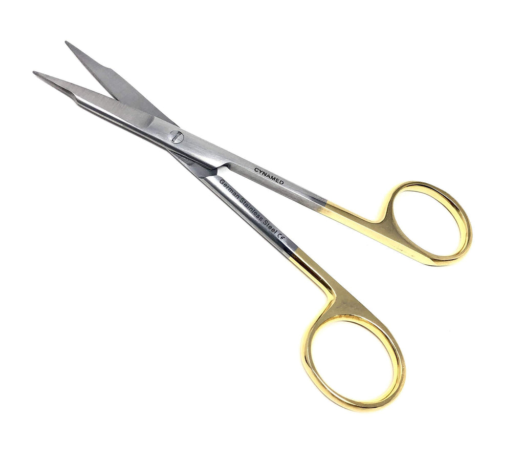 Goldman Fox Scissor 13 cm - Super Cut Sharpness - Premium Quality German Stainless Steel - Gold Handles by Cynamed (Straight Blades) … (Straight Blades)