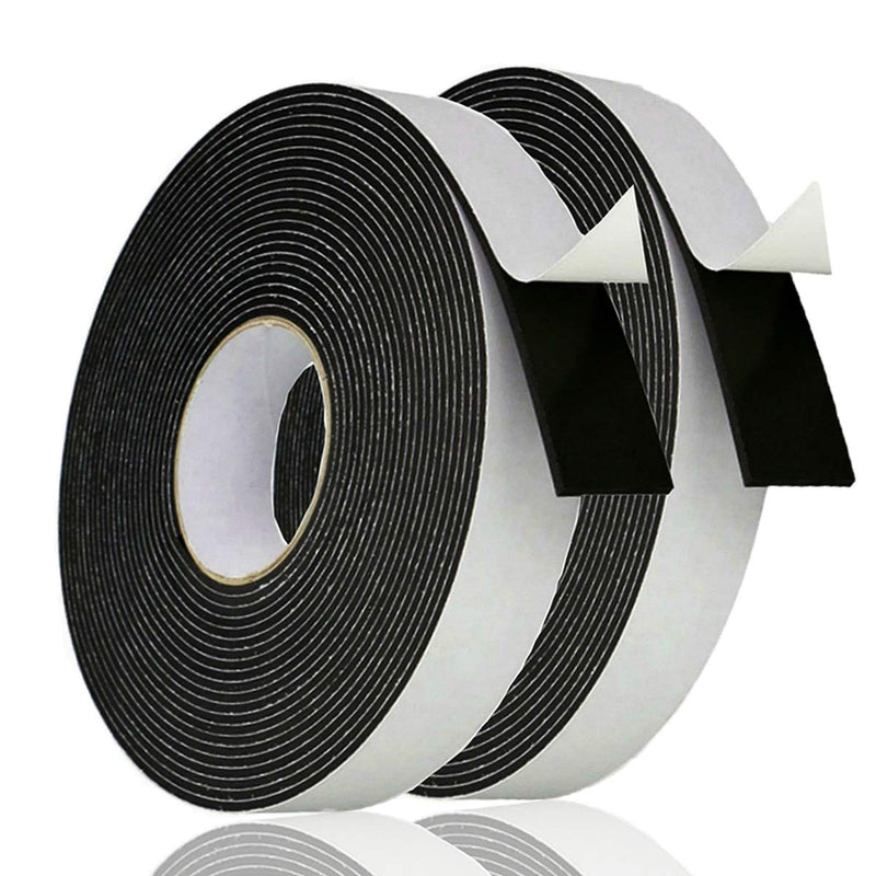 Adhesive Foam Tape Weather Strip for Doors Sticky Foam Strip Insulation Soundproofing Tape Single Sided Closed Cell Foam Tape 1/8 Inch Thick x 1 Inch Wide,2 Rolls 1/8"T-1"W-66ft