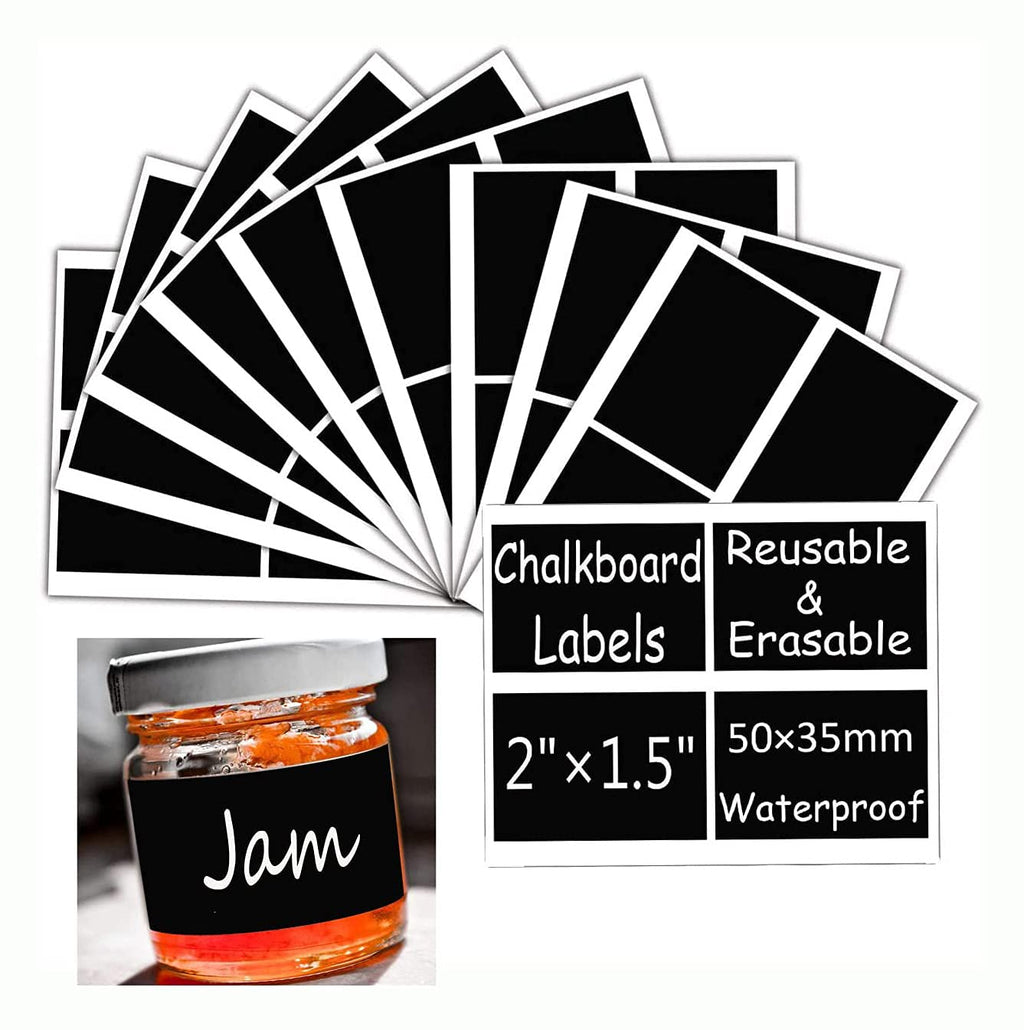 160 Removable Rectangle Chalkboard Labels Stickers, Reusable Waterproof Jars Labels Canisters Labels Blackboard for Labeling Mason Jars, Parties, Craft Rooms, Weddings and Organize Your Home & Kitchen