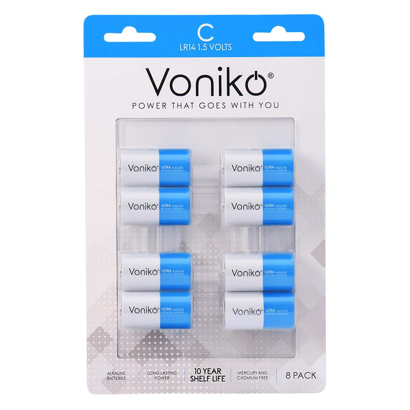 VONIKO Ultra Alkaline C Batteries,C Size LR14 Batteries 8 Pack –10-Year Shelf Life and 6-9 Times The Power as Carbon Batteries, C Cell 1.5 Volt Battery 8 Count (Pack of 1)
